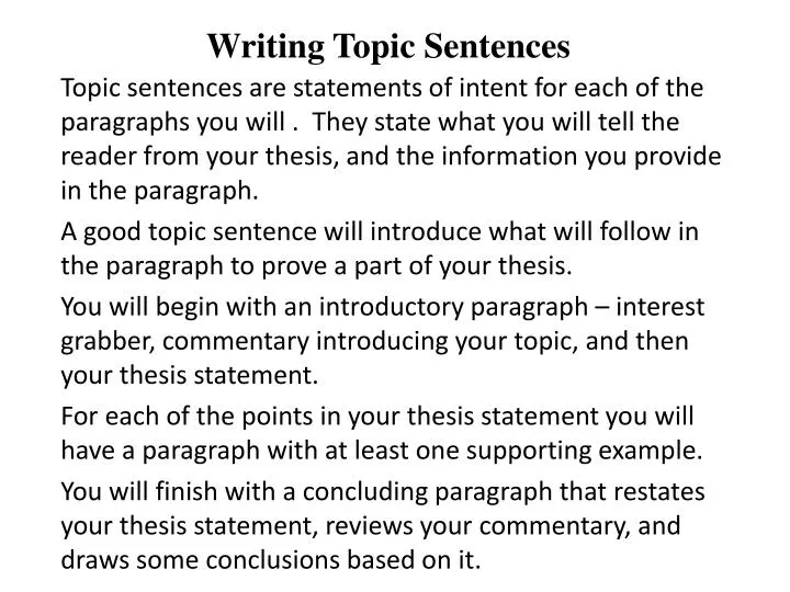 writing topic sentences