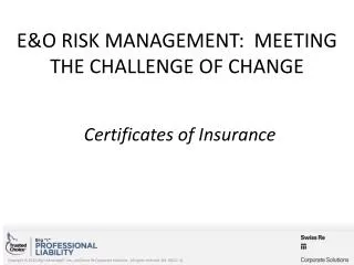 E&amp;O Risk Management: Meeting the Challenge of Change