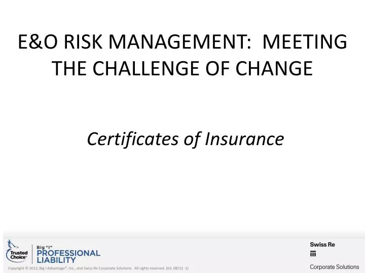 e o risk management meeting the challenge of change