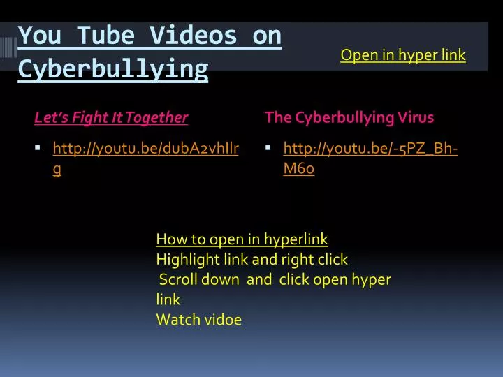 you tube v ideos on cyberbullying