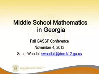 Middle School Mathematics in Georgia
