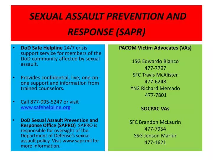 sexual assault prevention and response sapr