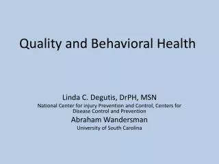 quality and behavioral health