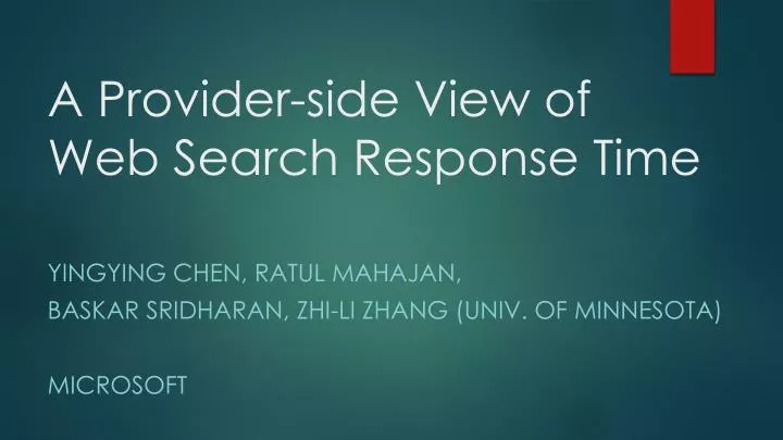 a provider side view of web search response time