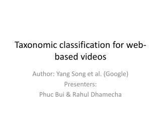 Taxonomic classification for web-based videos