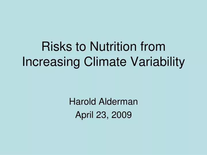 risks to nutrition from increasing climate variability