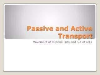 passive and active transport