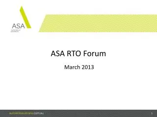 ASA RTO Forum