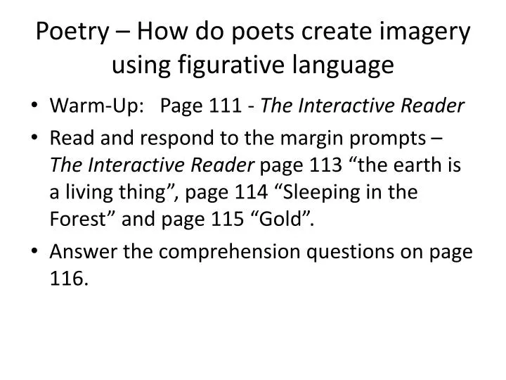 poetry how do poets create imagery using figurative language