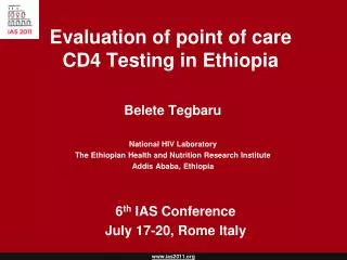 Evaluation of point of care CD4 Testing in Ethiopia