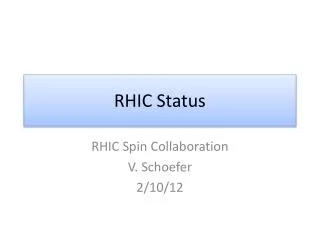 RHIC Status