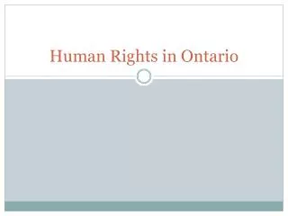 Human Rights in Ontario