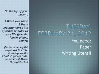 Tuesday, February 21, 2012