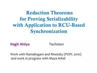 Reduction Theorems for Proving Serializability with Application to RCU-Based Synchronization