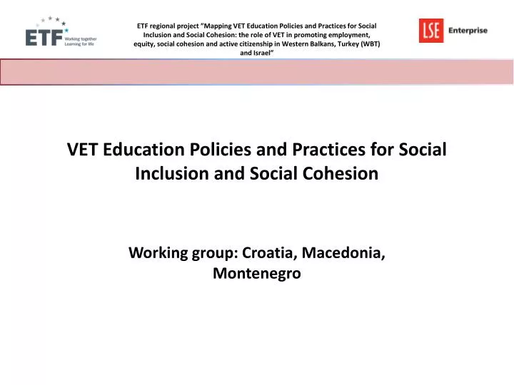 vet education policies and practices for social inclusion and social cohesion