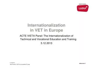 Internationalization in VET in Europe