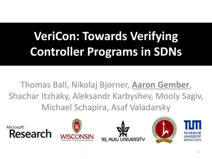 vericon towards verifying controller programs in sdns