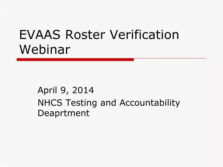 evaas roster verification webinar