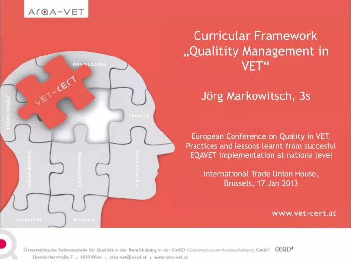 curricular framework qualitity management in vet j rg markowitsch 3s
