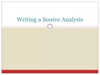 Writing a Source Analysis