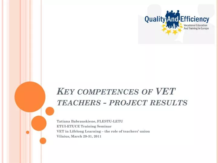 key competences of vet teachers project results