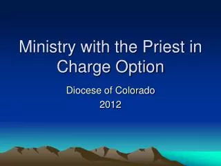 Ministry with the Priest in Charge Option
