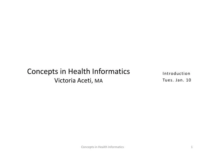 concepts in health informatics victoria aceti ma