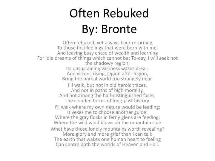 often rebuked by bronte