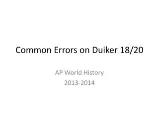 Common Errors on Duiker 18/20