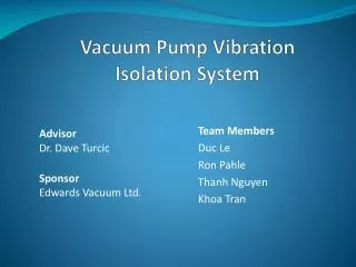 Vacuum Pump Vibration Isolation System