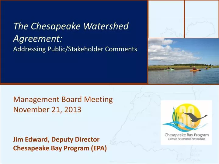 management board meeting november 21 2013 jim edward deputy director chesapeake bay program epa