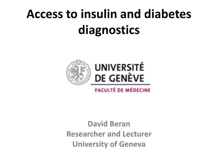 access to insulin and diabetes diagnostics