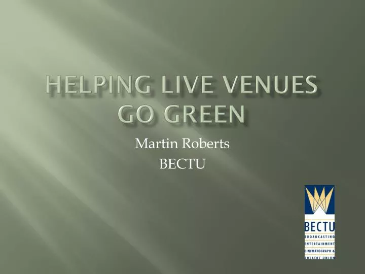 helping live venues go green
