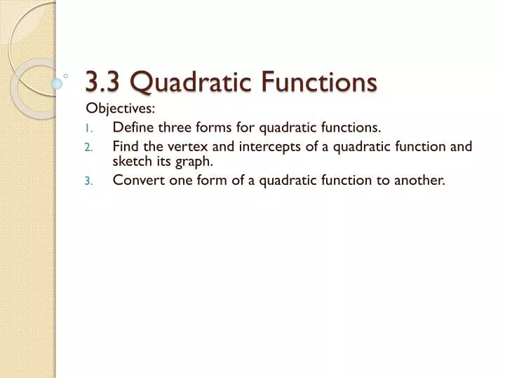 3 3 quadratic functions