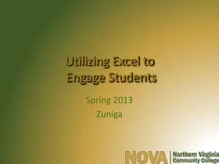 Utilizing Excel to Engage Students