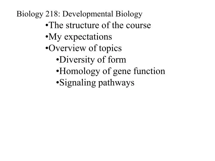 biology 218 developmental biology