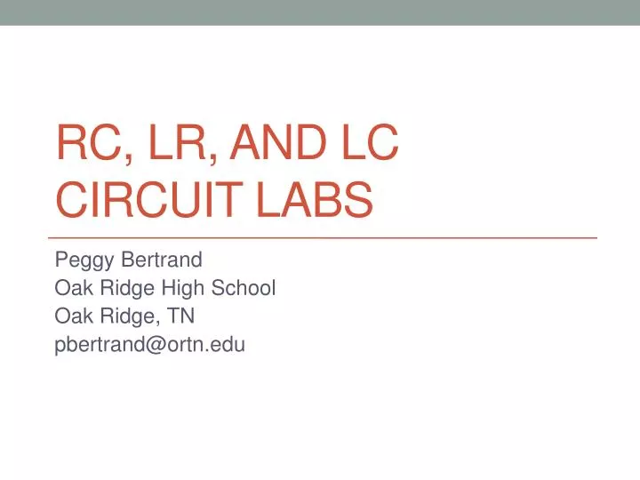 rc lr and lc circuit labs