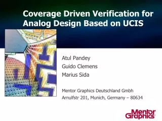 Coverage Driven Verification for A nalog Design Based on UCIS