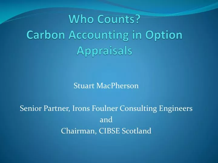 who counts carbon accounting in option appraisals