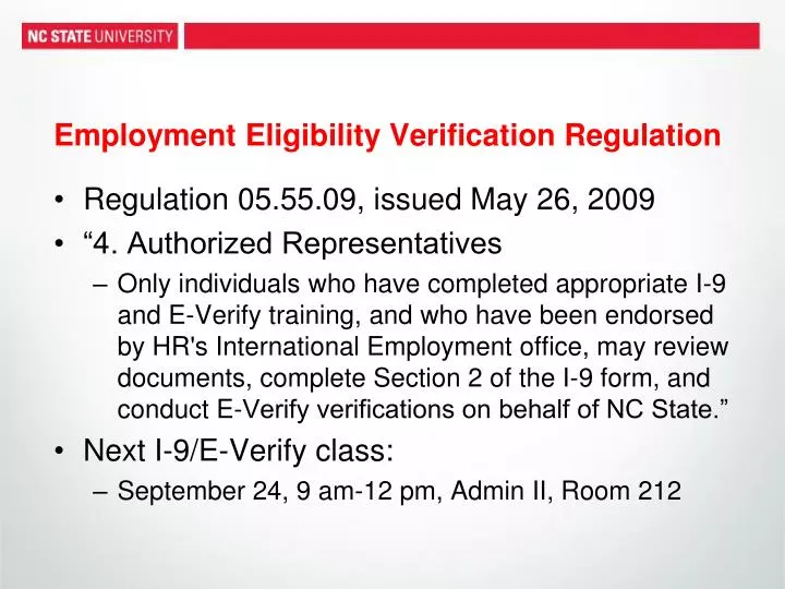 employment eligibility verification regulation