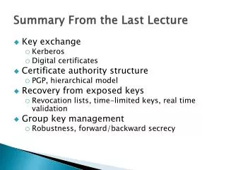Summary From the Last Lecture