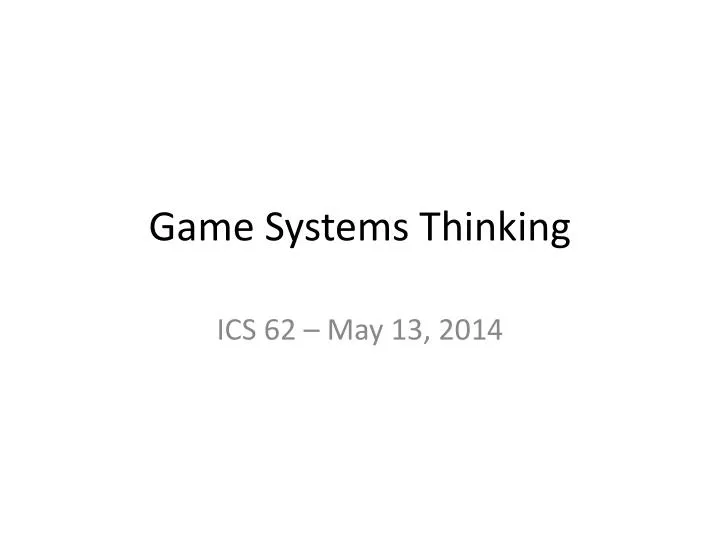 game systems thinking