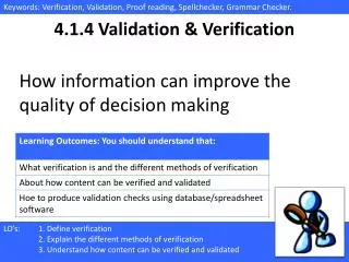 4.1.4 Validation &amp; Verification