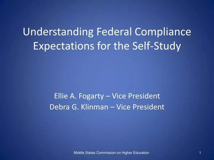 understanding federal compliance expectations for the self study
