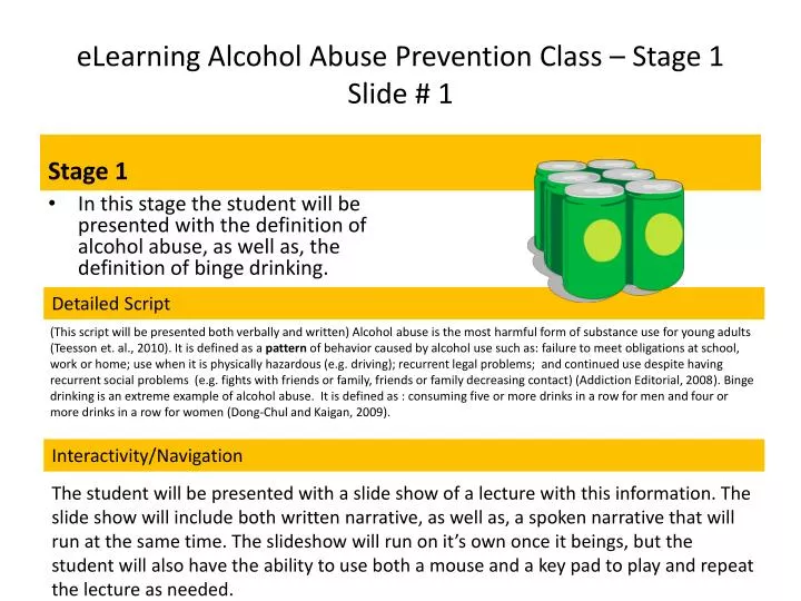 elearning alcohol abuse prevention class stage 1 slide 1