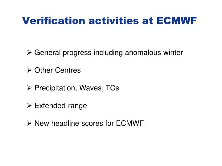 verification activities at ecmwf