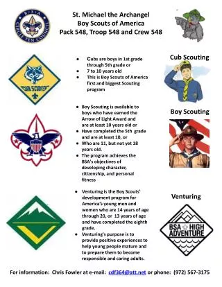 St. Michael the Archangel Boy Scouts of America Pack 548, Troop 548 and Crew 548