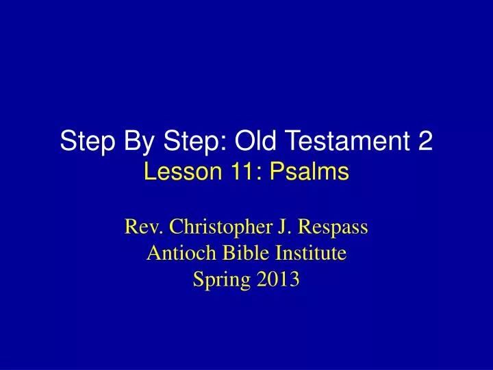 step by step old testament 2 lesson 11 psalms