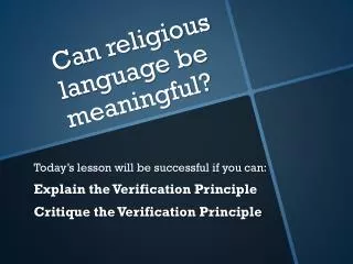 Can religious language be meaningful?