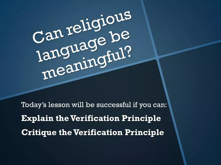 can religious language be meaningful